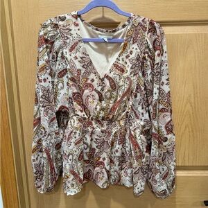 Maurices Multicolor Paisley V-Neck Blouse